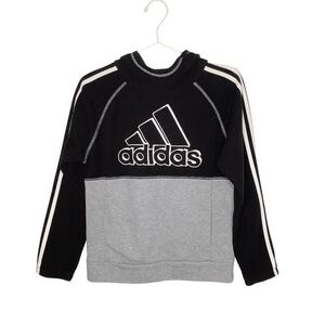 Adidas Black Gray Fleece Hoodie Medium